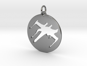 X-Wing Pendant  in Polished Silver (Interlocking Parts)