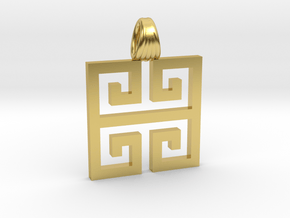 Greek square [pendant] in Polished Brass