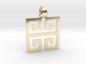 Greek square [pendant] in 14k Gold Plated Brass