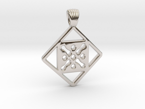 Antique square [pendant] in Rhodium Plated Brass