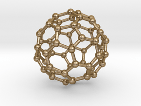 Buckminsterfullerene Keychain in Polished Gold Steel