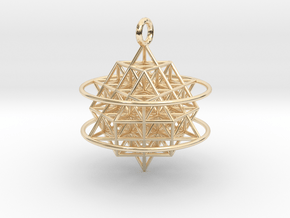 64 Tetrahedron Grid with Boundary Circles in 14k Gold Plated Brass