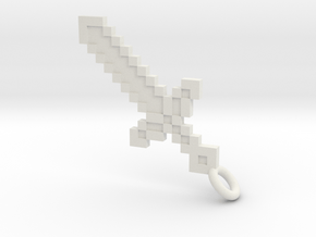Minecraft Sword Pendant in White Natural Versatile Plastic
