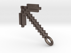 Minecraft Pickaxe Pendant in Polished Bronzed-Silver Steel