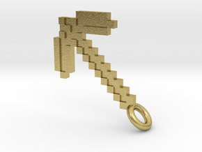 Minecraft Pickaxe Pendant in Natural Brass