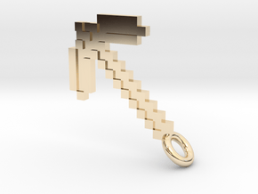 Minecraft Pickaxe Pendant in 14K Yellow Gold