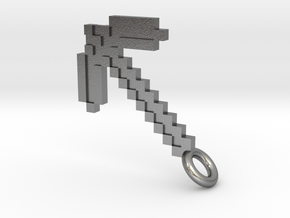 Minecraft Pickaxe Pendant in Natural Silver