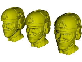 1/18 scale SOCOM operator E helmet & heads x 3 in Smooth Fine Detail Plastic