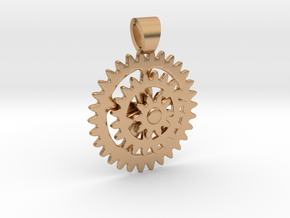 Bike sprocket [pendant] in Polished Bronze