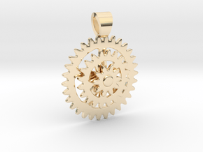 Bike sprocket [pendant] in 14k Gold Plated Brass
