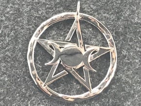 Pentacle with triple Goddess pendant in Rhodium Plated Brass