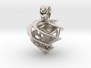 Twisted Heart in Rhodium Plated Brass