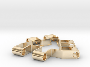 Material test part, Modular building block in 14k Gold Plated Brass