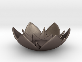 Lotus Bowl in Polished Bronzed-Silver Steel