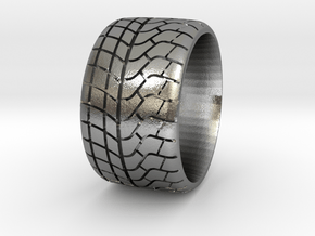 Racing tyre ring in Natural Silver: 8 / 56.75