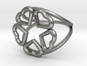 Hearts Hidden Pentacle Ring in Natural Silver: 11 / 64