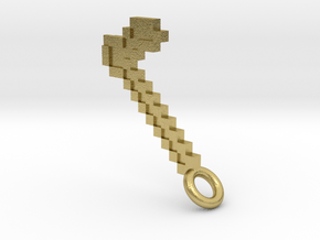 Minecraft Hoe Pendant in Natural Brass