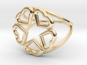 Hearts Hidden Pentacle Ring in 14k Gold Plated Brass: 11 / 64