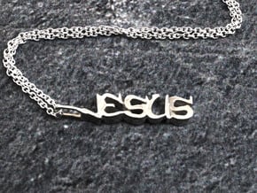 Jesus Graffiti Pendant - Christian Jewelry in Polished Silver