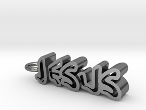Jesus Graffiti Pendant 2 - Christian Jewelry in Polished Silver