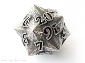 Faceted - D20 numerically balanced dice in Polished Bronzed-Silver Steel