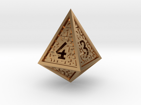 Hedron D4 (Hollow), balanced gaming die in Polished Bronze