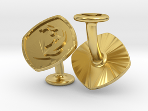 Cufflinks MTG Red Mana Symbol (Mountain) in Polished Brass