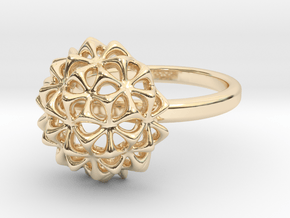 Virus Ball - Ring in Cast Metals in 14K Yellow Gold