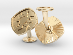 Cufflinks MTG White Mana Symbol (Plains) in 14k Gold Plated Brass