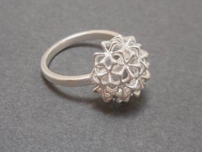 Virus Ball - Ring in Cast Metals in Natural Silver