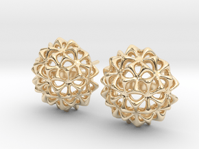 Virus Ball -- Stud Earrings in Cast Metals in 14k Gold Plated Brass