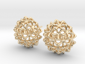 Virus Ball -- Stud Earrings in Cast Metals in 14K Yellow Gold
