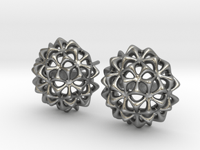 Virus Ball -- Stud Earrings in Cast Metals in Natural Silver