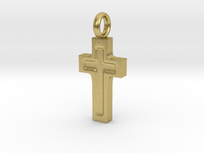 Bold Cross Pendant - Christian Jewelry in Natural Brass