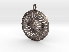Sun Pendant Ver2 in Polished Bronzed-Silver Steel