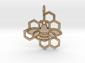 Bumblebee pendant honeycomb design in Polished Gold Steel