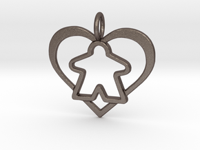 Meeple Pendant - precious in Polished Bronzed-Silver Steel