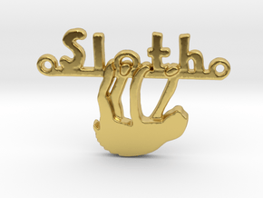 Sloth pendant necklace - Double hanger in Polished Brass