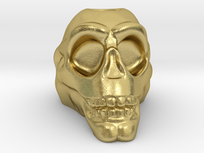 Stylized Skull 3D Pen Holder in Natural Brass: Small