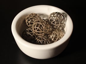 Irregular Wireframe Spherical Beads x6 in Polished Bronzed Silver Steel
