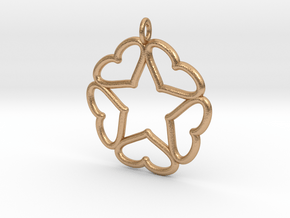 Hearts Hidden Curved Pentacle Pendant in Natural Bronze