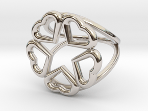 Hearts Hidden Pentacle Ring in Rhodium Plated Brass: 7 / 54