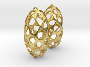 Cell Earrings in Polished Brass