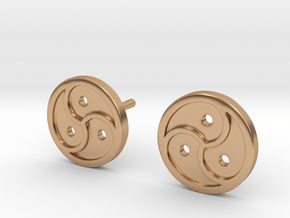 Triskele Earrings in Polished Bronze