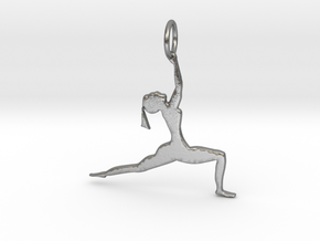 lady in Yoga Pose Pendant in Natural Silver
