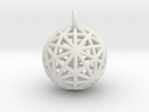Earth Grid - disdyakis triacontahedron - 26mm diam in White Natural Versatile Plastic