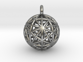Earth Grid - disdyakis triacontahedron - 26mm diam in Natural Silver