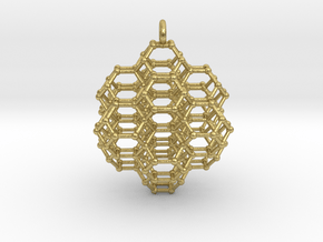 Truncated Octahedral Honeycomb - 28mm in Natural Brass
