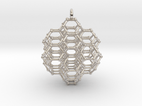 Truncated Octahedral Honeycomb - 28mm in Rhodium Plated Brass