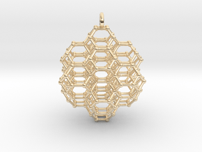 Truncated Octahedral Honeycomb - 28mm in 14k Gold Plated Brass